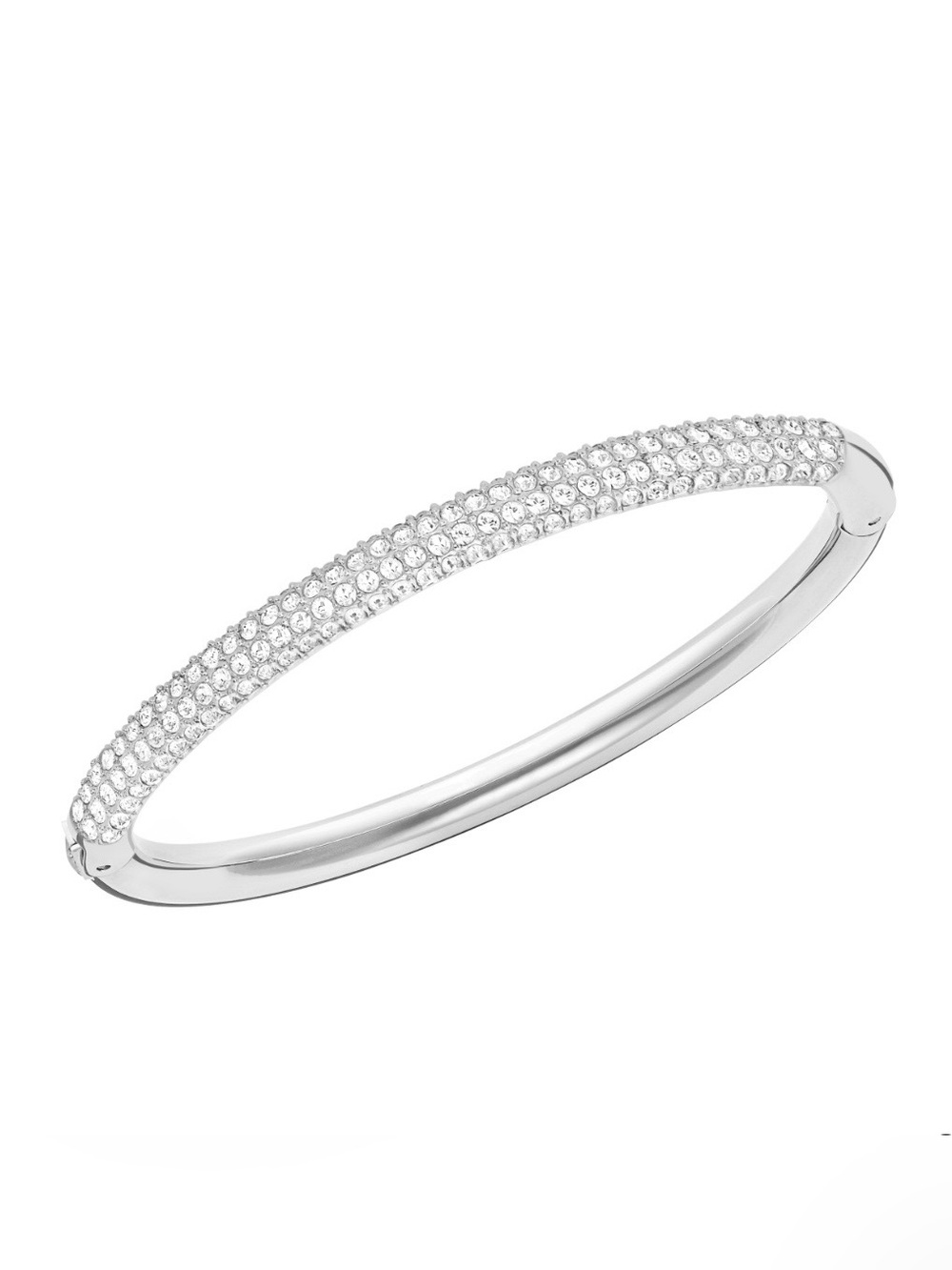 NWT SWAROVSKI Stone Mini Pavé Crystal Rhodium-Plated Bangle Bracelet - White